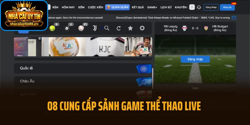O8 cung cấp sảnh game thể thao live chân thực