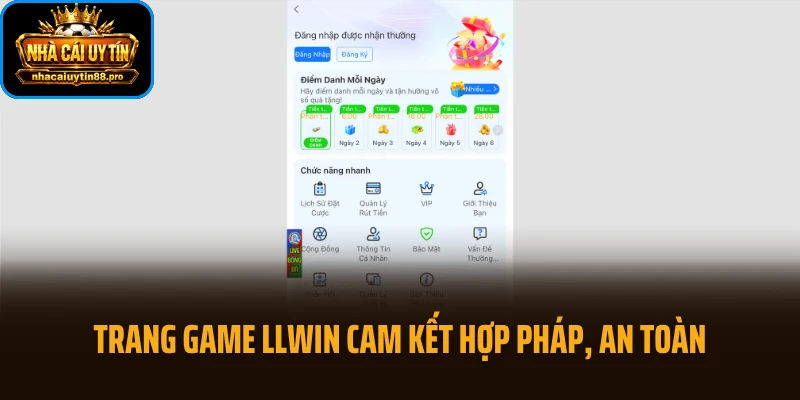 Trang game LLWIN cam kết hợp pháp, an toàn